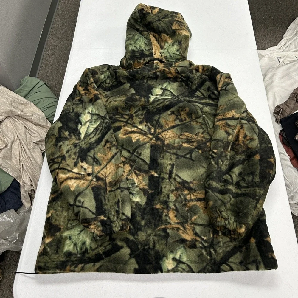 Trail Crest Fleece Jacket Mens Large Green Camo Sherpa Lined Hooded Full Zip